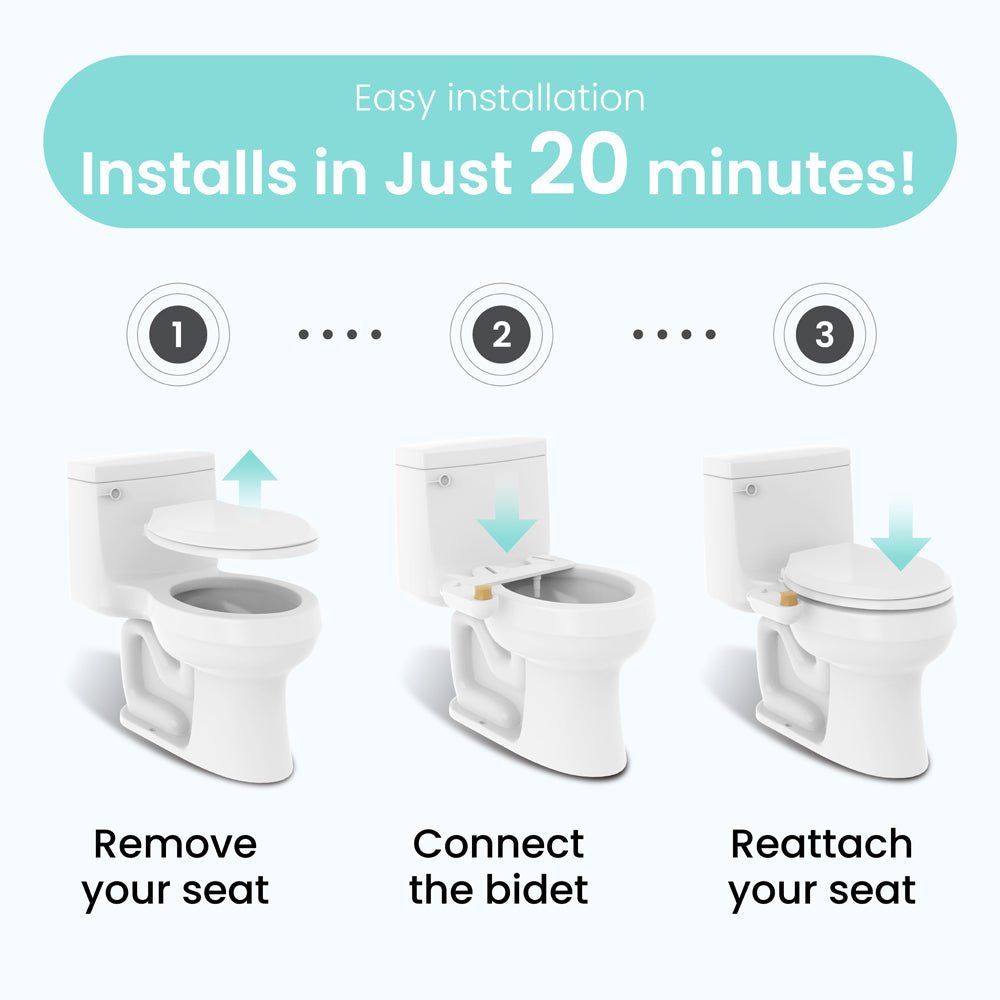 VOVO Basic 9, Real Bamboo Handle, Wash feature, Self-cleaning nozzle, Non-electric Bidet Attachment for Toilet Seat, Adjustable Water Pressure