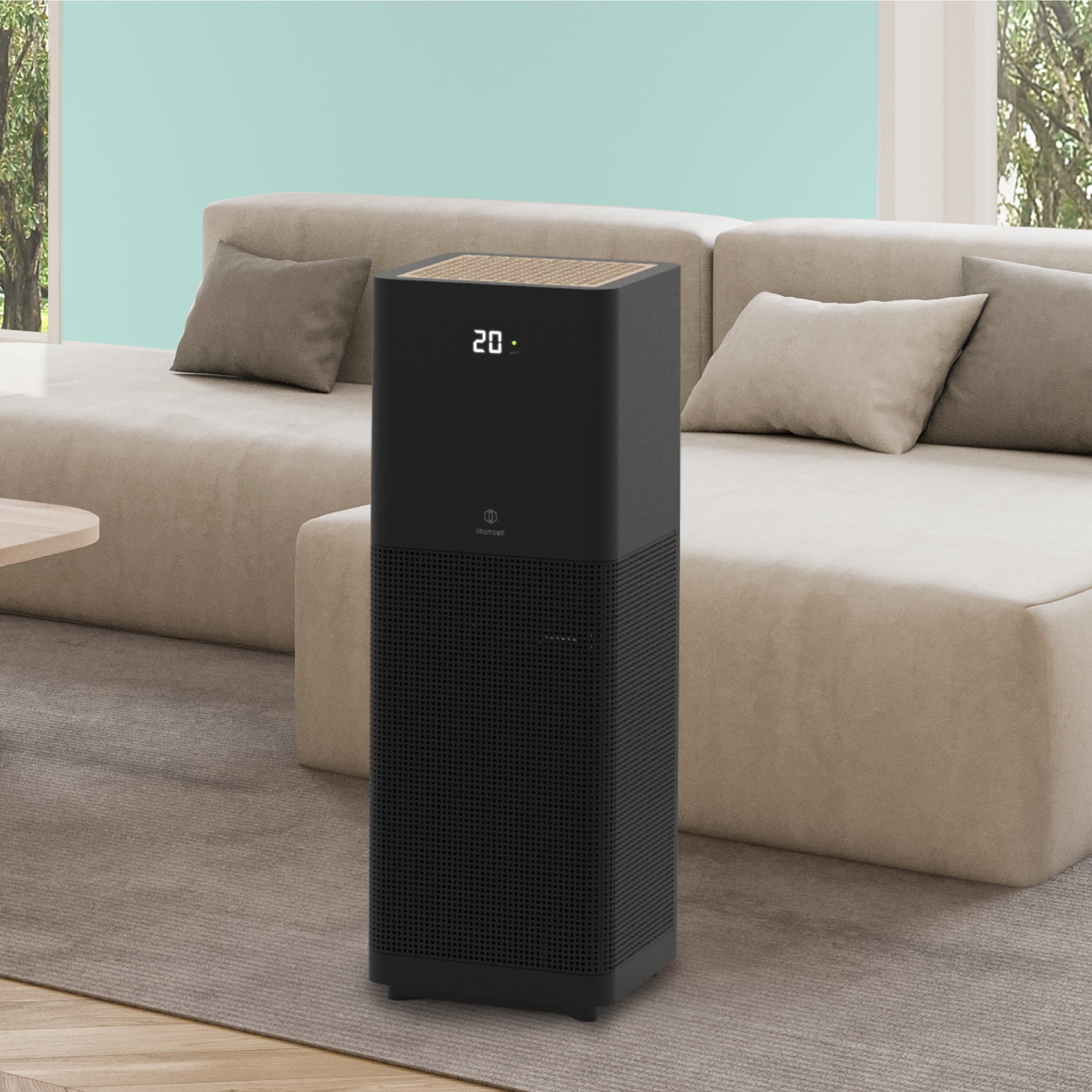 Air Purifier with Cypress Wood Combo For Large Area - 1 Black Air Purifier, 1 HEPA Filter, 1 Diffuser