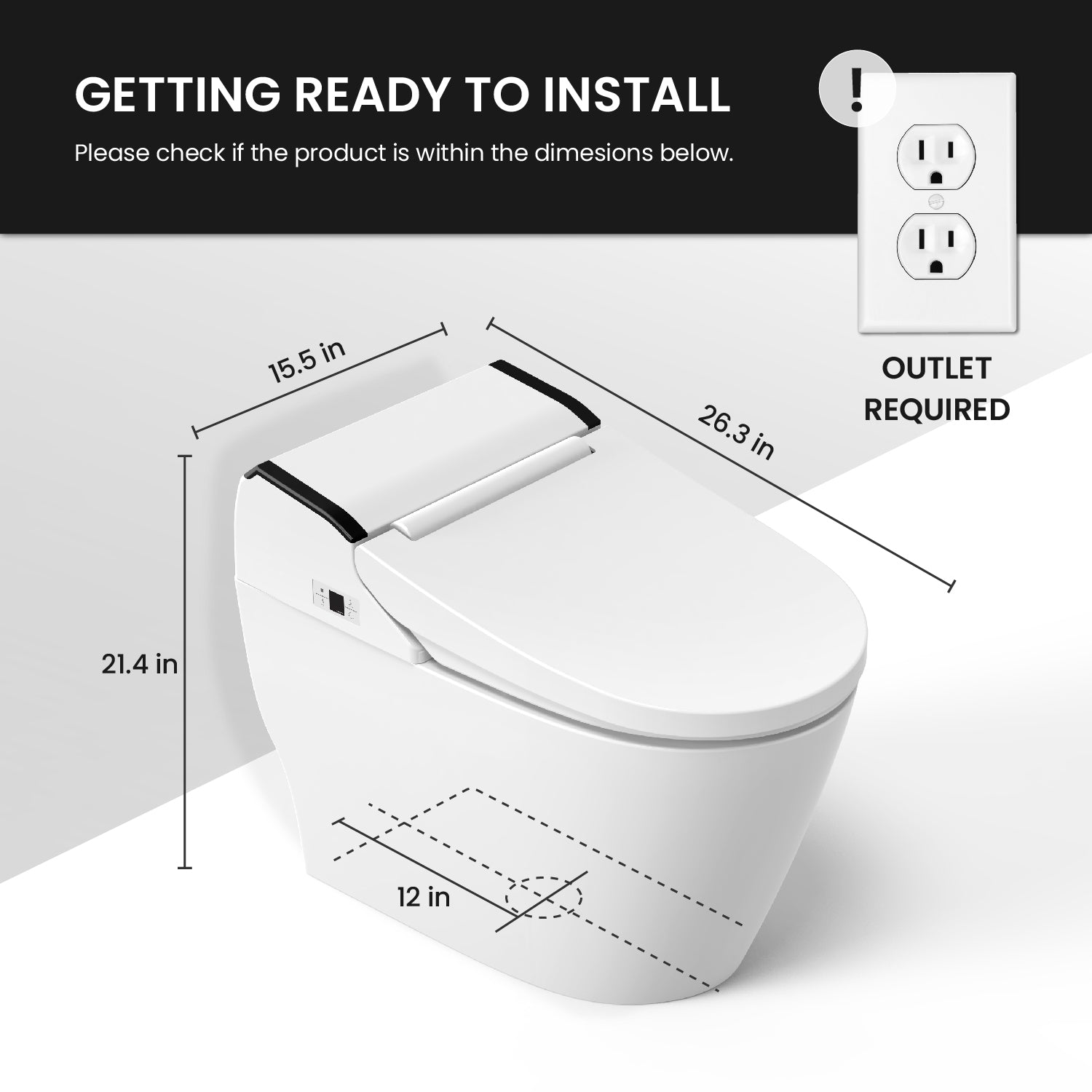 VOVO Smart Bidet Toilet with Soft close and heated seat -  TCB 8100N