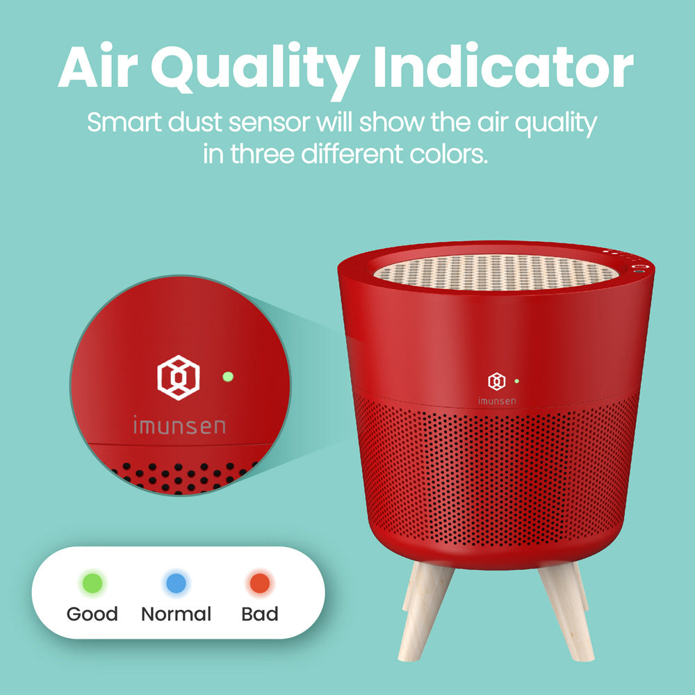 Air Purifier with Cypress Wood Combo For Small Area - 1 Red Air Purifier, 1 HEPA Filter, 1 Diffuser