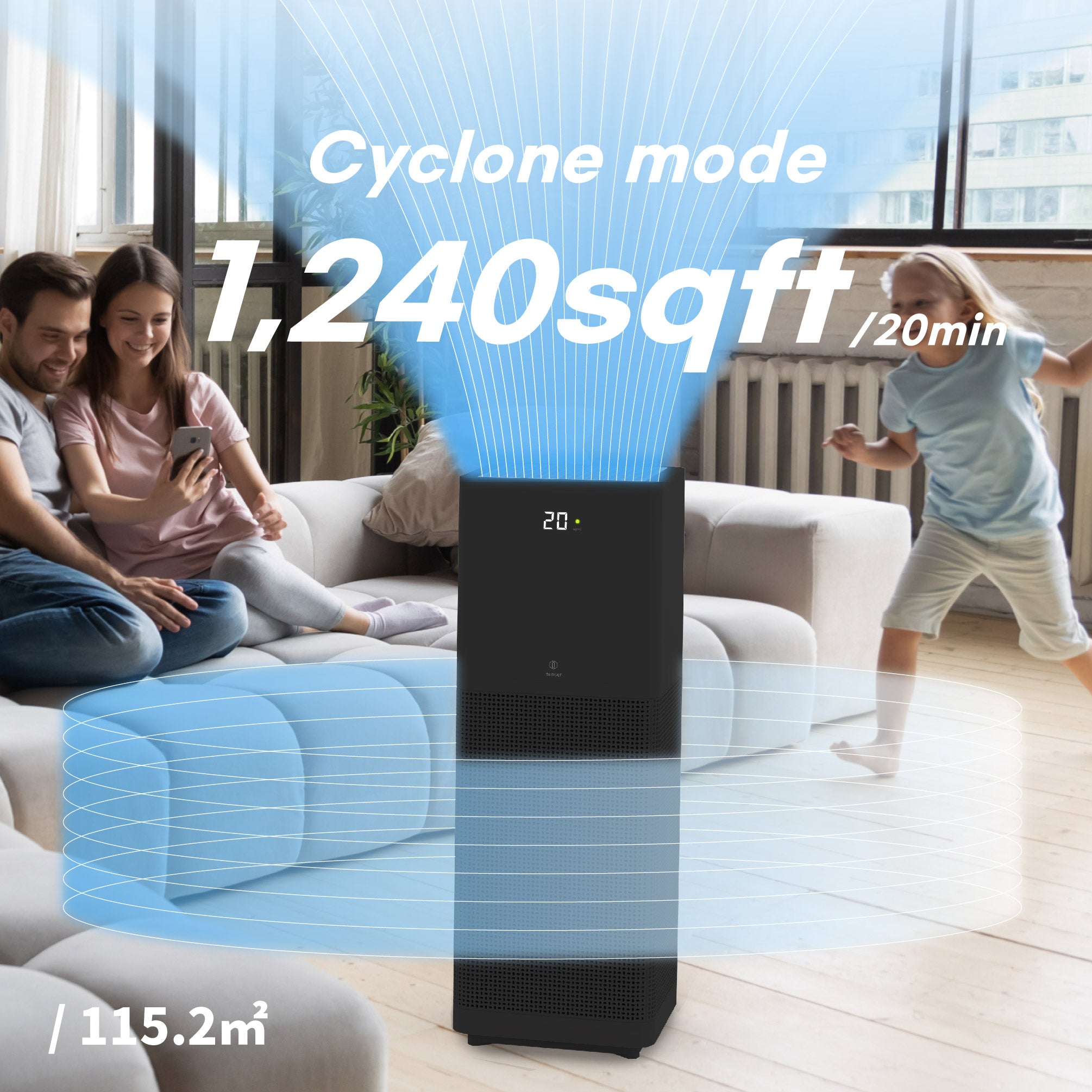 Air Purifier with Cypress Wood Combo For Large Area - 1 Black Air Purifier, 1 HEPA Filter, 1 Diffuser